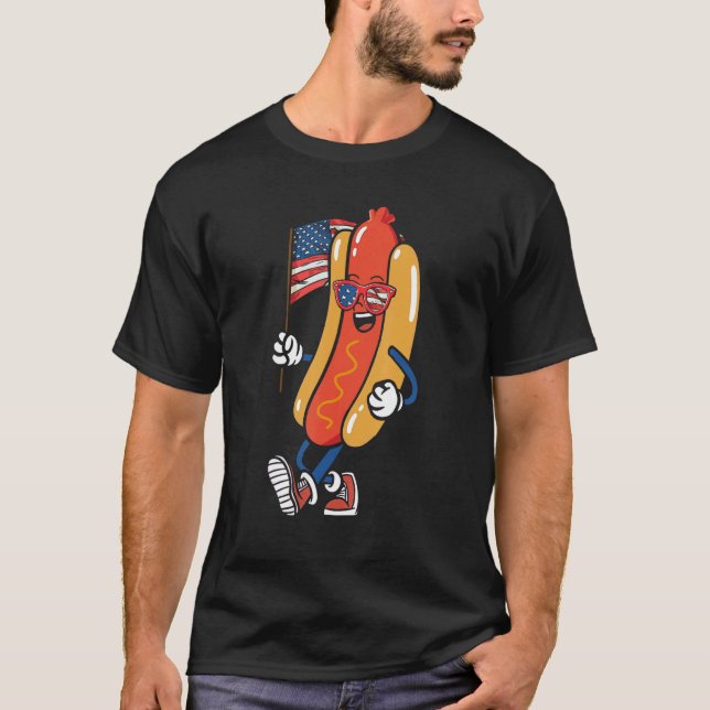 Hotdog Sunglasses American Flag USA  4th Of July F T-Shirt (Front)