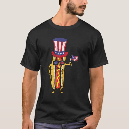 Hotdog Sunglasses American Flag Usa 4th Of July Fo T_Shirt