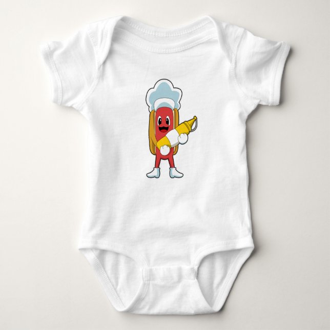 Hotdog with Mustard Baby Bodysuit (Front)