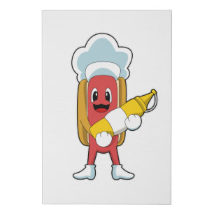 Hotdog with Mustard Faux Canvas Print
