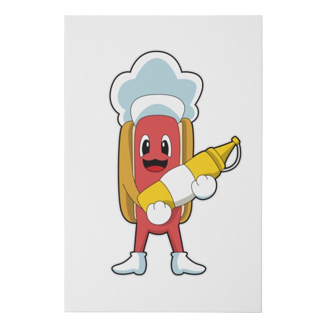 Hotdog with Mustard Faux Canvas Print (Front)