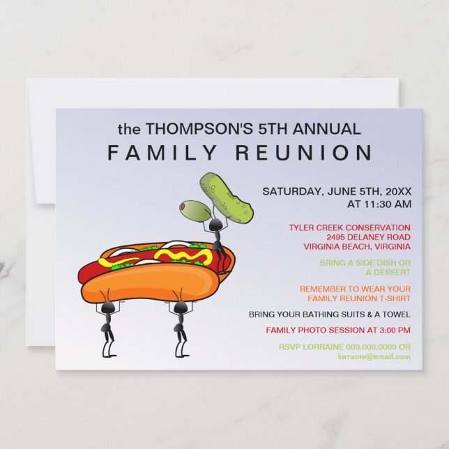 Hotdogs, Pickles & Ants Family Reunion Invitation (Front)