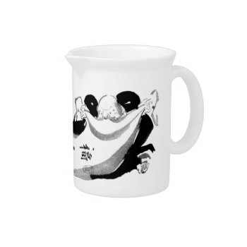 Hotei God Of Fortune Antique Zen Painting Beverage Pitcher by YANKAdesigns at Zazzle