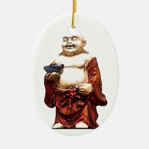 Hotei Laughing Buddha Ceramic Ornament