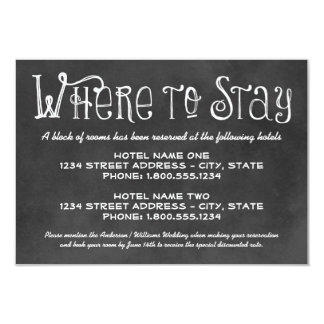 Hotel Accommodation Card | Black Chalkboard Charm