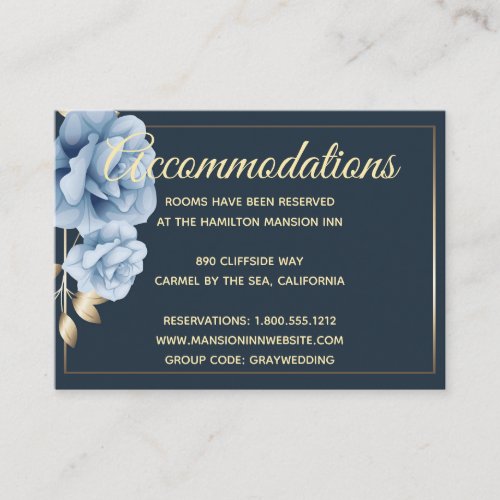 Hotel Accommodation Cards Midnight blue floral