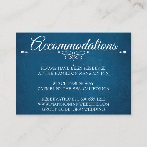 Hotel Accommodation Cards modern navy blue
