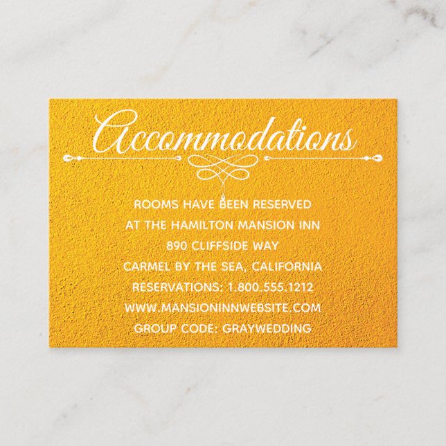 Hotel Accommodation Cards modern Yellow Textured (Front)