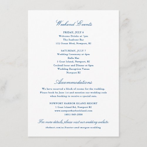 Hotel and Weekend Events _ Newport Collection Enclosure Card