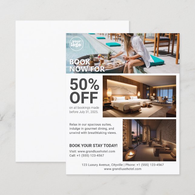 Hotel Booking Minimal Modern Clean Promotional (Front/Back)