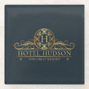 Hotel Business Branding Luxury Gold Glass Coaster