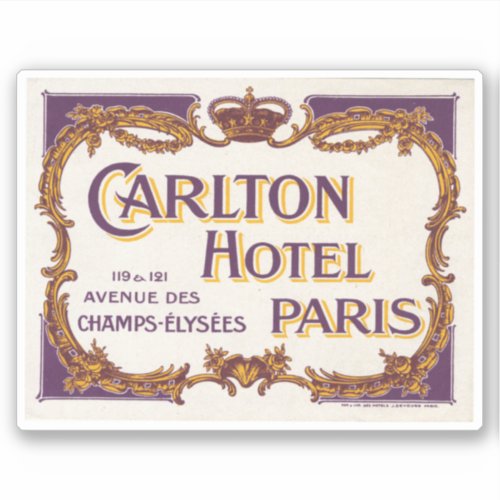 Hotel Carlton Paris France Sticker