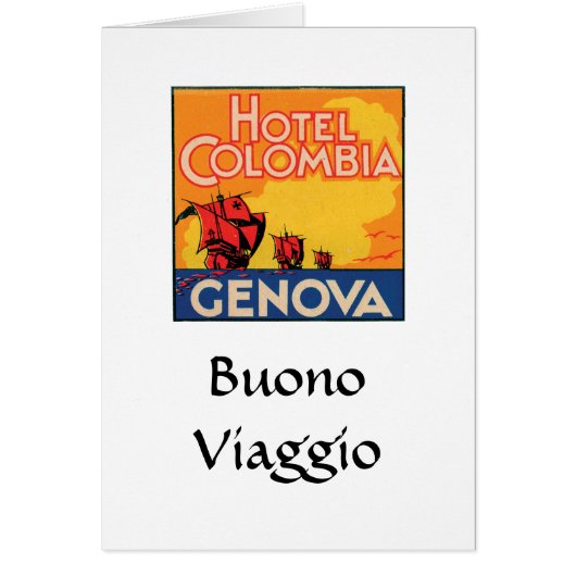 Hotel Columbia Genova Baggage Label Cards (Front)