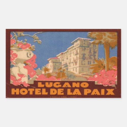 Hotel de la Paix Lugano Rectangular Sticker