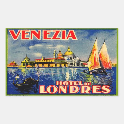 Hotel de Londres Venezia Italy Rectangular Sticker