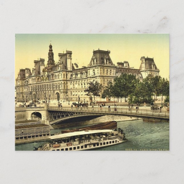 Hotel de ville, Paris, France classic Photochrom Postcard (Front)