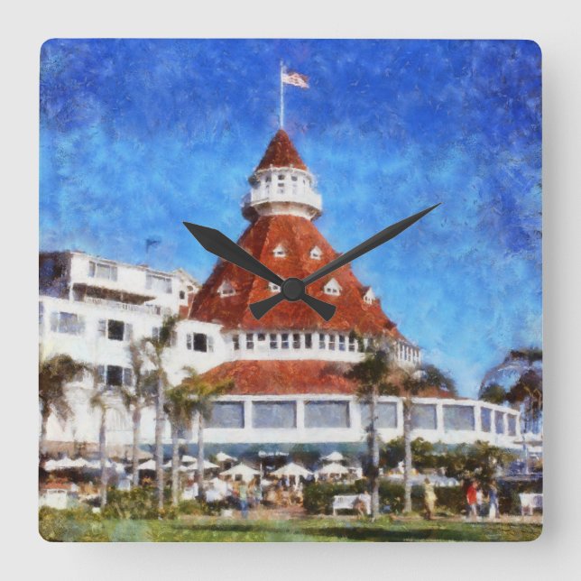 Hotel Del Coronado Square Wall Clock (Front)