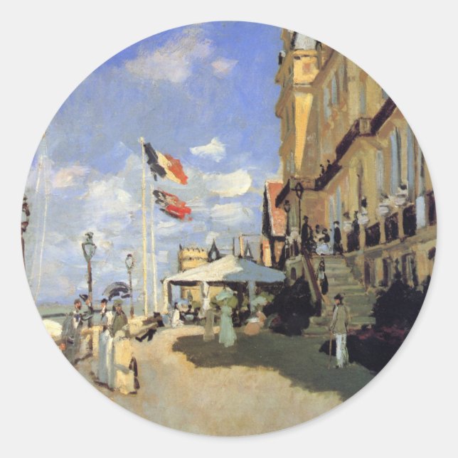 Hotel des Roches Noires, Trouville by Claude Monet Classic Round Sticker (Front)