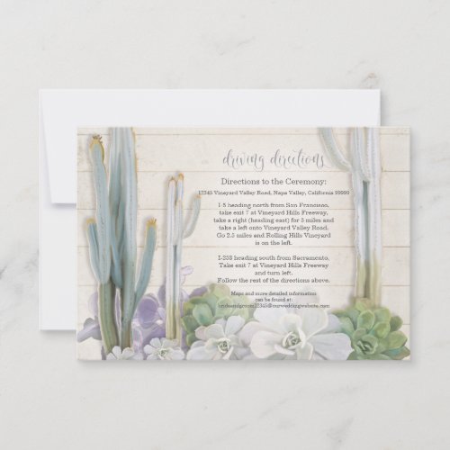 Hotel Driving Directions Desert Cactus Succulent Invitation