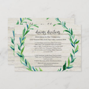Hotel Driving Directions Laurel Leaf Wood Script Invitation
