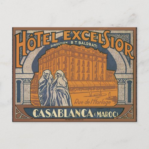 Hotel Excelsior Casablanca Maroc Vintage Postcard