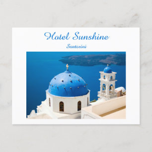 Hotel Greece Church Santorini blue photo and text Postcard