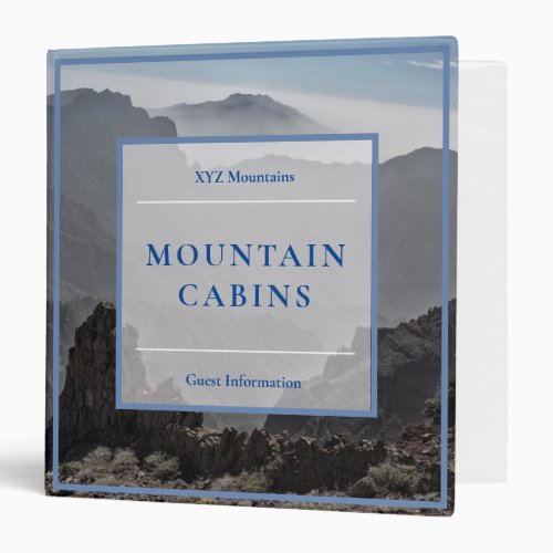 Hotel Guest house Mountain cabins information 3 Ring Binder