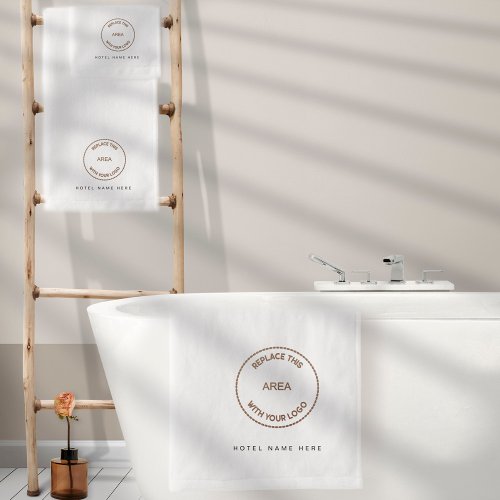 Hotel Guest House Name Business Logo White Bath Towel Set
