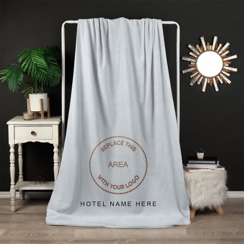 Hotel Guest House Name Logo Light Dusty Blue Fleece Blanket