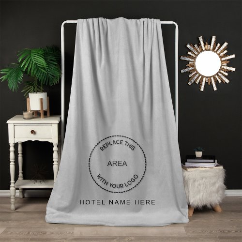 Hotel Guest House Name Logo Soft Gray Fleece Blanket