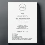 Hotel Guest Wifi and rules hospitality Business  Plaque<br><div class="desc">Hotel Guest Wifi and rules hospitality Business plaque, Create Your Own Products, minimalist style which can be easily updated with your Photo and text. you'll remove change and customize background colors, If you need any help personalizing this product, please contact me using the message button below and I will be...</div>
