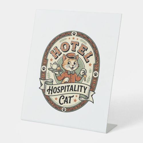 Hotel Hospitality Cat Hotel Hospitality Cat Vintag Pedestal Sign