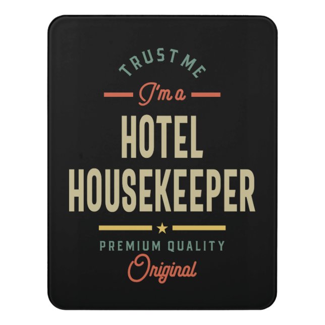 Hotel Housekeeper Job Title Gift Door Sign (Contemporary Vert)