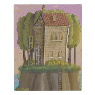 Hotel in the sky faux canvas print