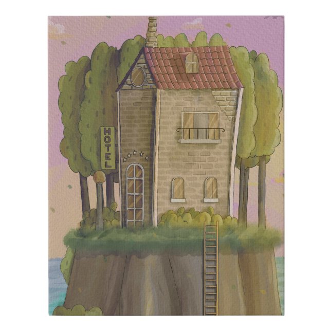 Hotel in the sky faux canvas print (Front)