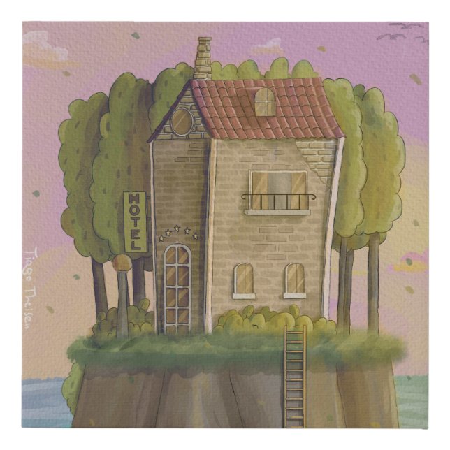 Hotel in the sky faux canvas print (Front)