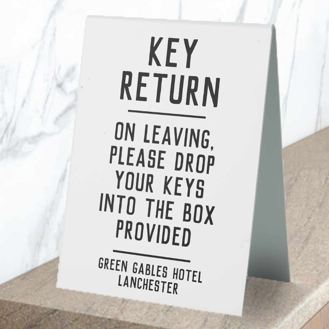 Hotel Key Return Instructions Table Tent (Creator Uploaded)