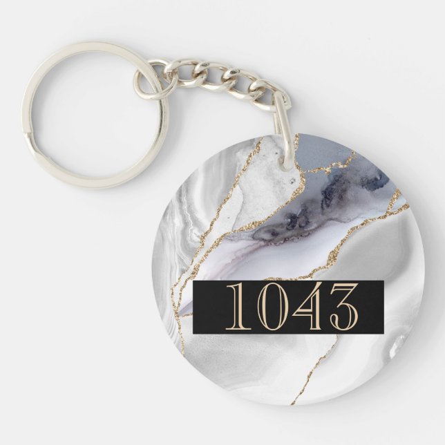 Hotel lodge resort DIY marble stone marble chic Keychain (Front)