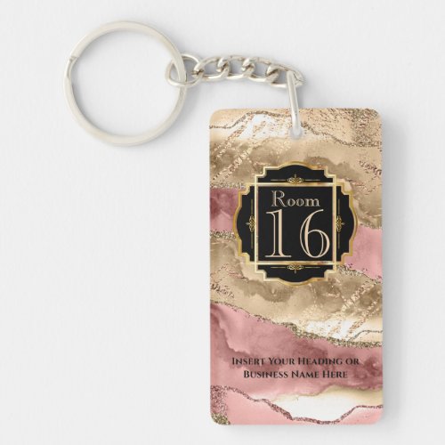 Hotel lodge resort rose gold agate geode marble keychain