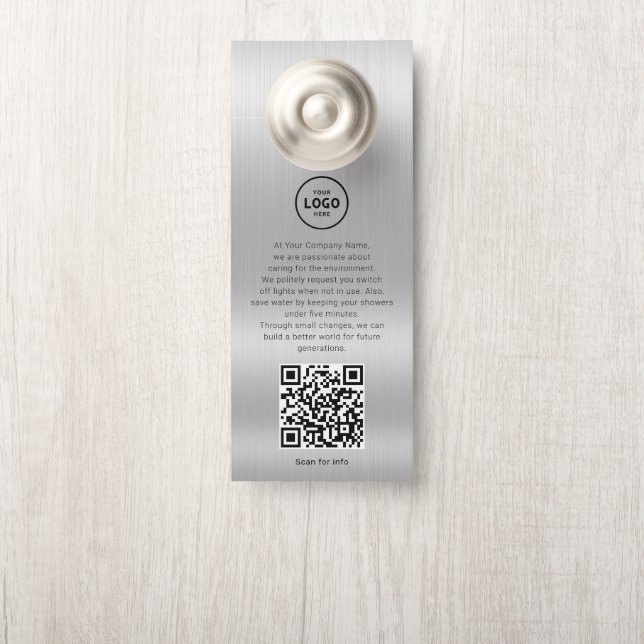 Hotel Logo QR Code Guest Information Door Hanger (On Knob)