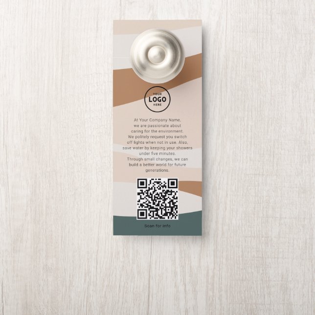 Hotel Logo QR Code Guest Information Door Hanger (On Knob)