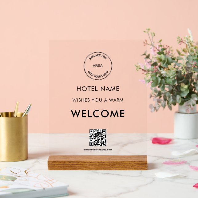 Hotel Logo QR Code Reception Welcome Sign (Wedding)