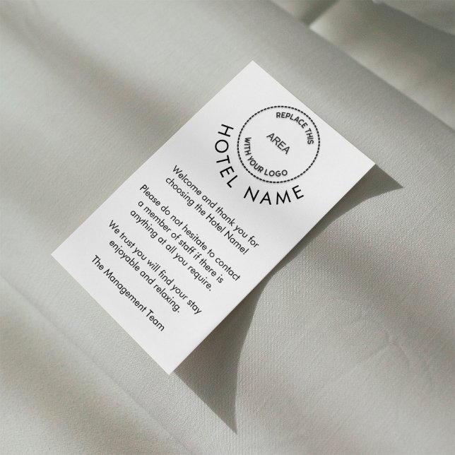 Hotel Logo Welcome Cards Guest Rooms Any Color (Creator Uploaded)