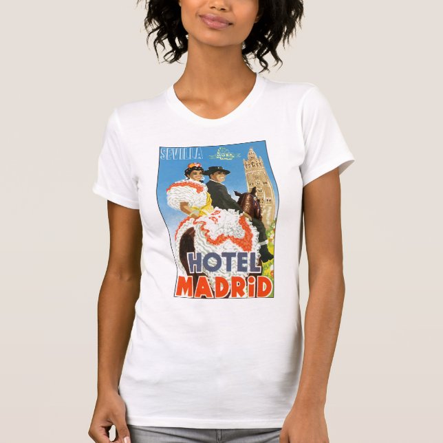 Hotel Madrid Vintage Travel Poster T-Shirt (Front)