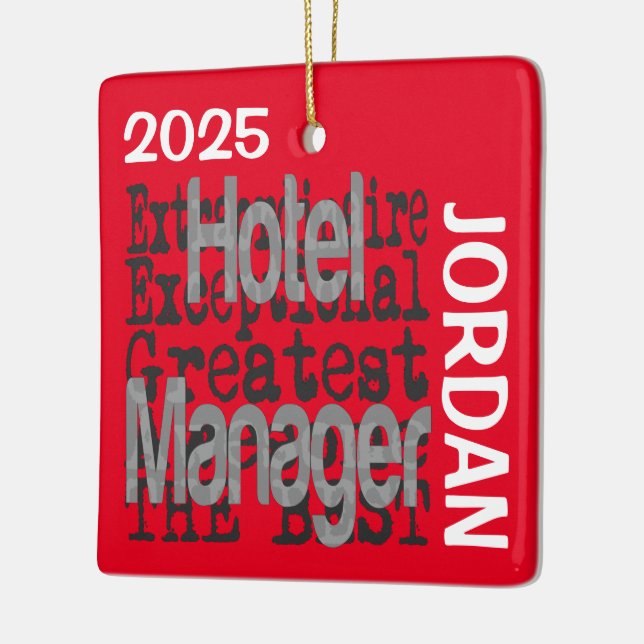 Hotel Manager Extraordinaire CUSTOM Ceramic Ornament (Left)