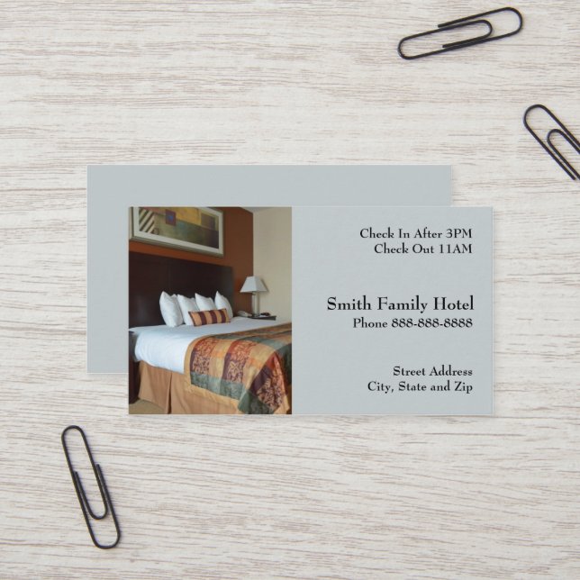 Hotel Motel Lodging Business Card (Front/Back In Situ)