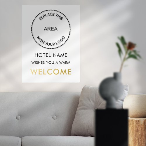 Hotel Name Logo Welcome Luury Real Foil Prints