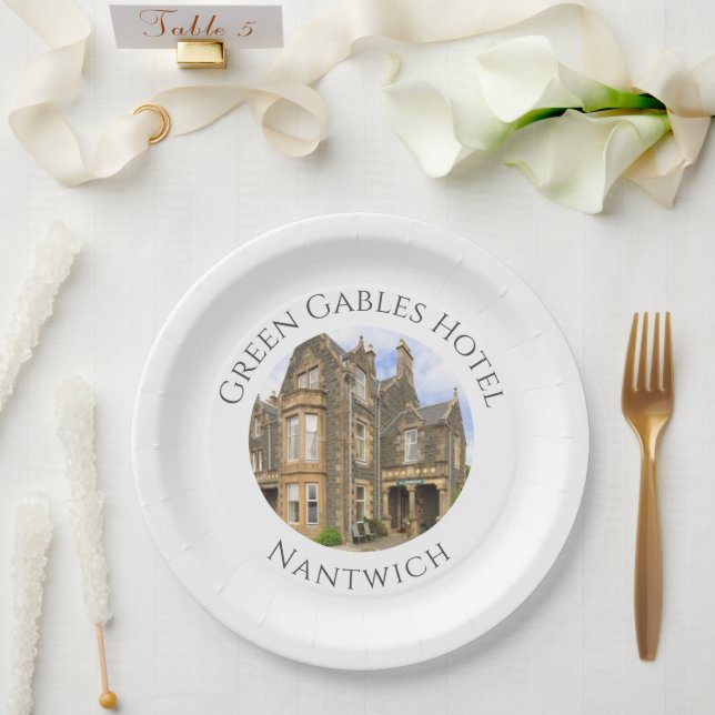 Hotel Name Plus Hotel Photo on Paper Plates (Wedding)