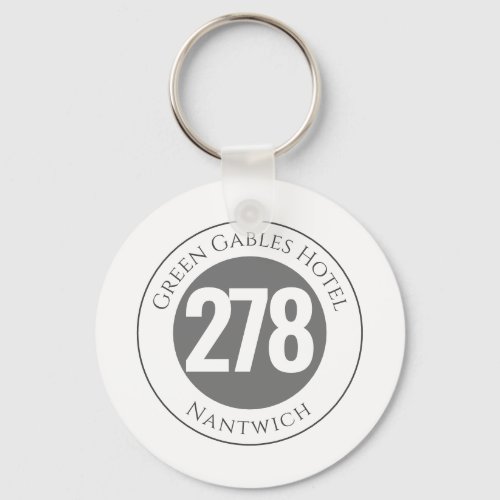 Hotel Name Plus Room Number on a Keychain