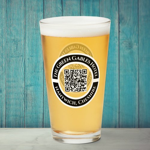 Hotel or Bar Drinks Glass with QR Code